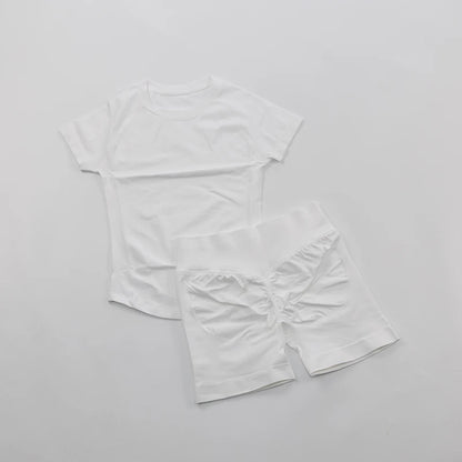 Seamless Yoga Set Fitted Workout Clothes Woman Gym Wear Short Sleeve Top Shirt Scrunch Booty Gym Shorts 2 Piece Sports Suits