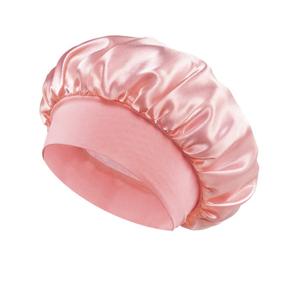 1/2/5PCS Women's Satin Solid Wide-brimmed Sleeping Hat Unisex Head Wrap Elastic Band Cap Hair Care Bonnet Night Hat Bonnet Nuit