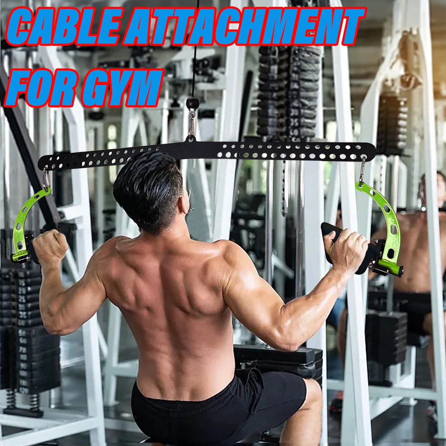Multi-Grip LAT Pull Down Bar for Home Gym Fitness Spreader Plate LAT Pulldown Attachments for Pulley System Cable Machine
