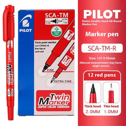 Pilot SCA-TM Dual-Tip Marker,Water-Based Vibrant Quick-Drying Twin-Tip Permanent Ink Pens for Journaling,Scrapbooking&DIY Crafts