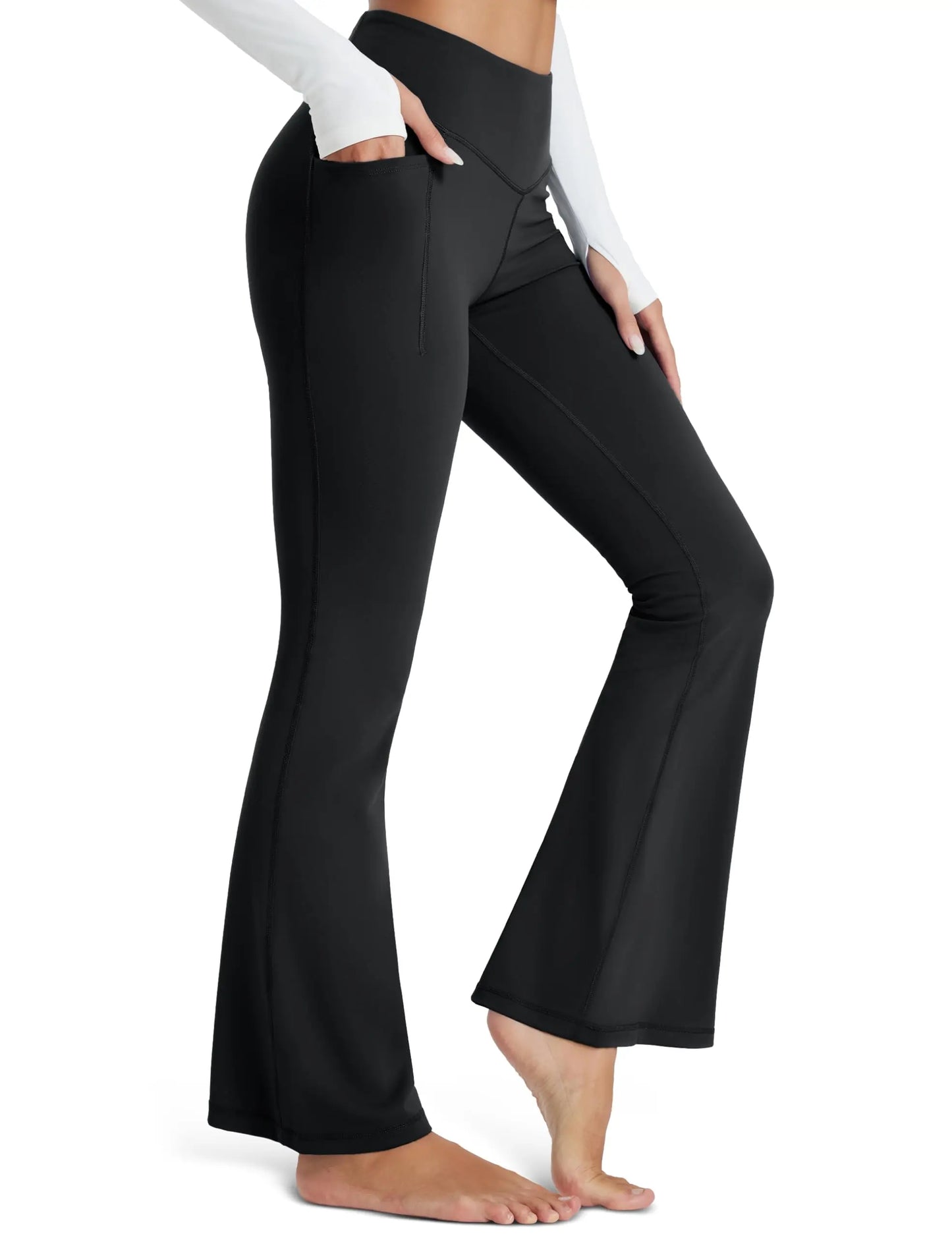 TACVASEN Womens Yoga Flare Leggings with Pocket  Wide Leg Stretch Moisture Wicking Pants High Waisted Tummy Control Yoga Pants