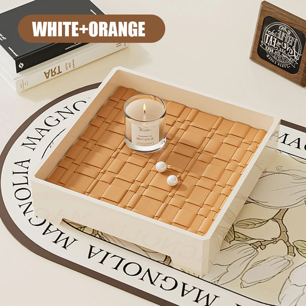 Light Luxury Ancient Leather Storage Tray Box Leather Aromatherapy Tray Desktop Ornament Decor Keys Coins Holder Trays