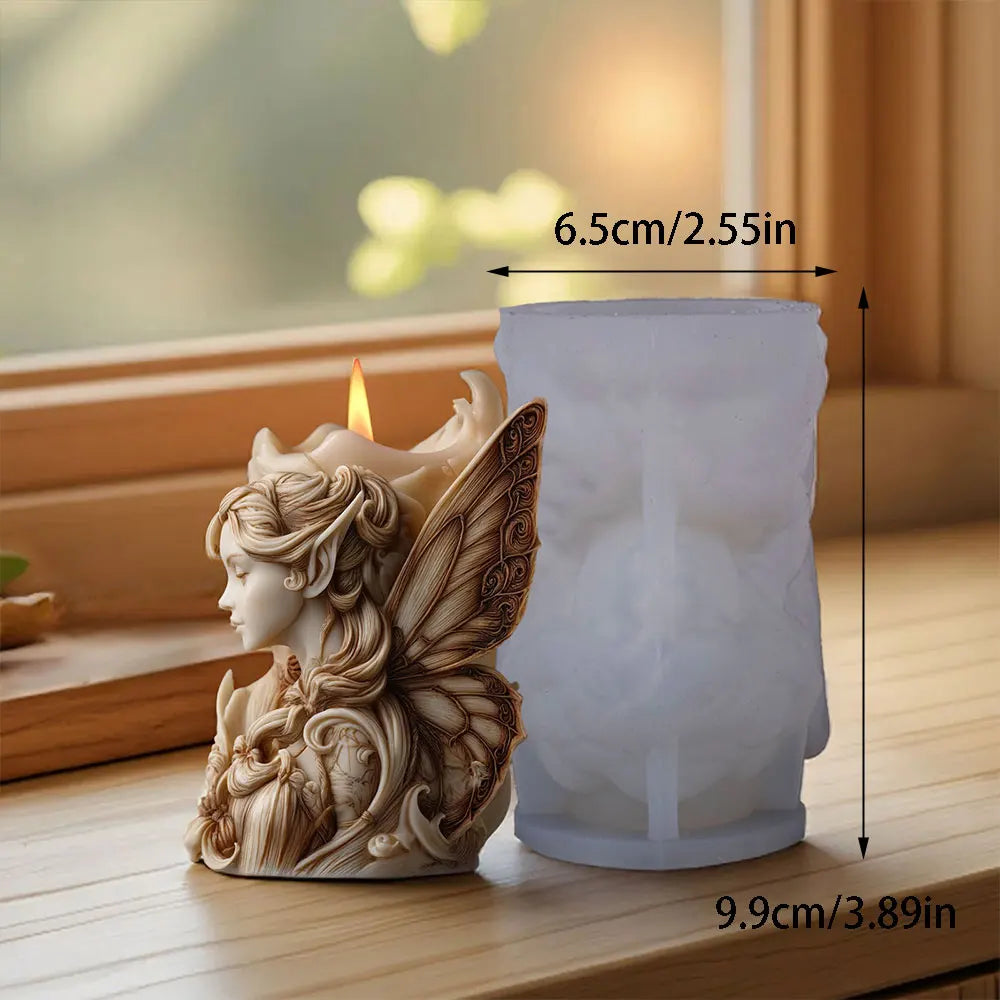 Winged Angel Soywax Candle Silicone Mold 3D Flower Fairy Painting Gypsum Resin Mold DIY Beauty Sculpture Aromatherapy Home Decor