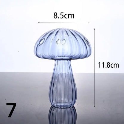 New Mushroom Glass Vase Creative Plant Hydroponic Vase Home Transparent Aromatherapy Bottle Small Vase Table Flower Decorations
