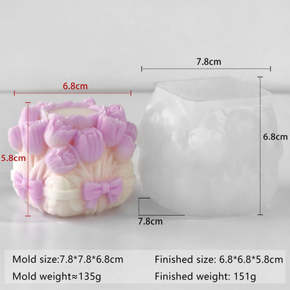 Tulip Flower Ball Candle Mold Floral Sphere Silicone Mold DIY Aromatherapy Scented Wax Plaster Diffuser Craft Home Decor