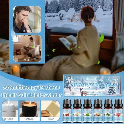 Aromatherapy Oil Set for Diffuser Fragrance Oil Kit 6Pieces Oil Set Winter Scented Oil Pure Blend Diffuser Oil for Humidifier