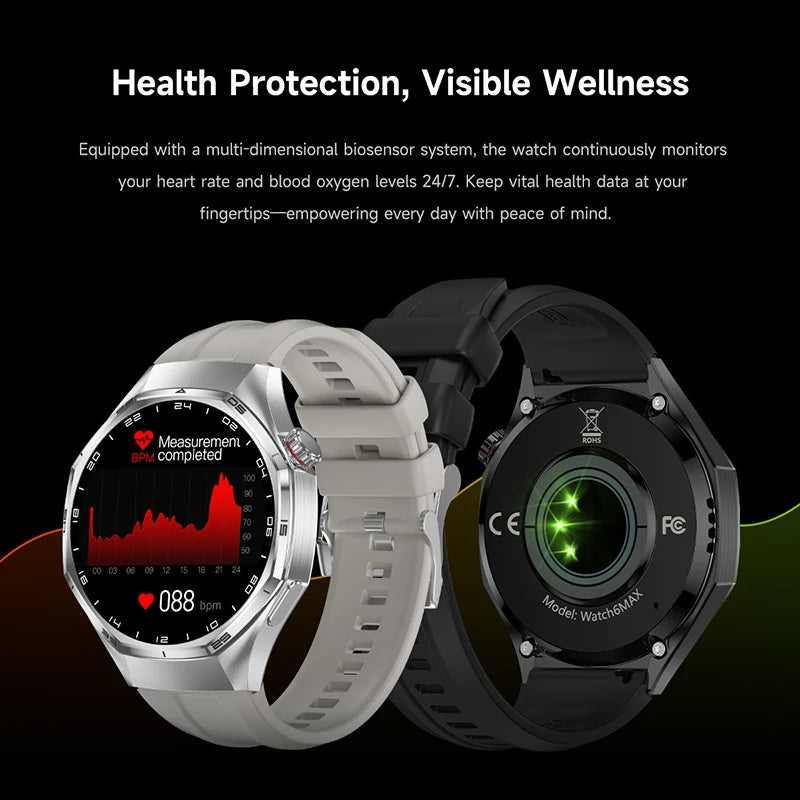 New Global Version Watch 6 Pro GPS Smart Watch Men Sports Fitness AMOLED Screen Health Monitor BT Call Waterproof Smartwatches