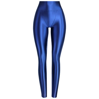 MJINM Sexy Glitter Soft Smooth High Waist Double-layered Small V-crotch Ankle-length Pants Yoga Fitness Gymnastic Tight Leggings