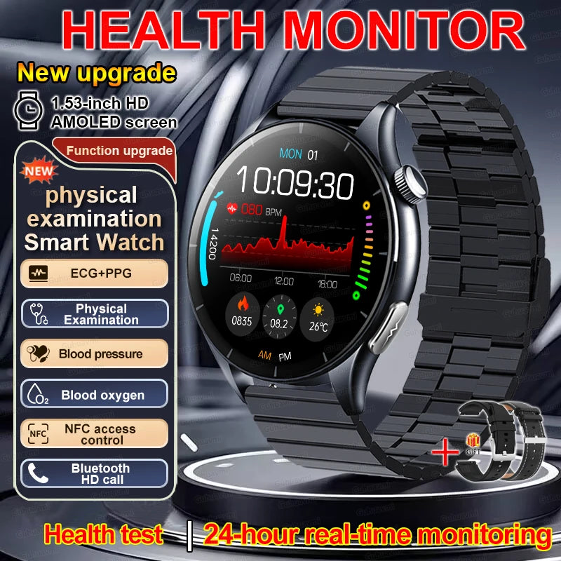 2026 New Smart Watch ECG+PPG Health monitoring Blood pressure UricAcid  Fitness Tracker Clock Sport Call Smartwatch Custom dial