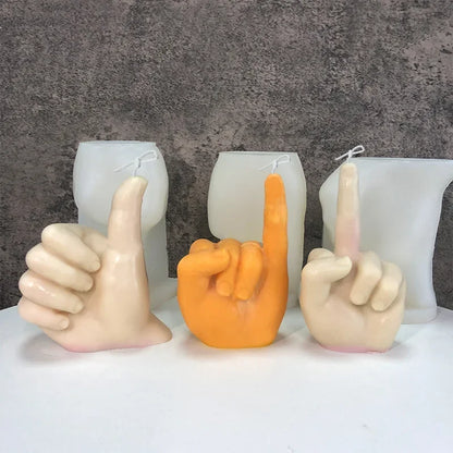 Gesture Candle Mold Diy Aromatherapy Plaster Thumbs Up Victory Bier Middle Finger Cake Silicone Mould Epoxy Candle Making Molds