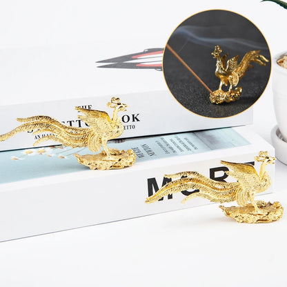 Gold Phoenix Statue Incense Burner 1PCS Portable Incense Stick Holder Home Decoration