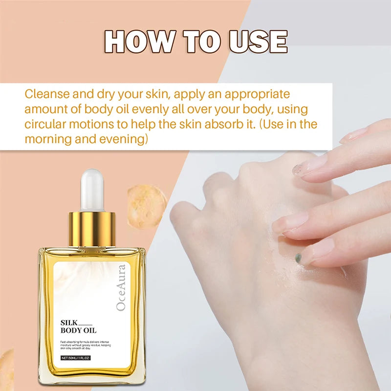 Deep Nourishing Silk Body Oil Soothing Repair Dry Skin Brightening Glow Non-greasy Fast Absorbing Hydrating Skin Care Oil