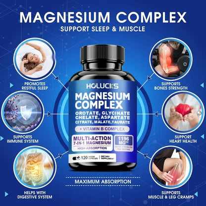Magnesium Complex Supplements-Memory,Bone & Promotes Brain Health, Sleep Support,Muscle Relaxation,Stress & Anxiety Relief