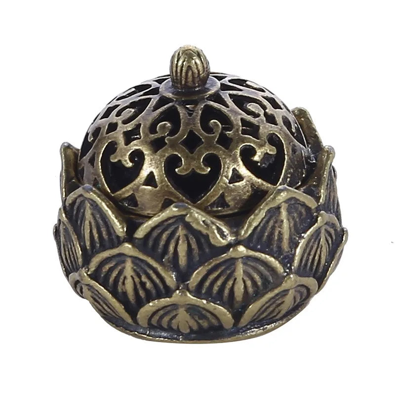 Buddhist Utensils Incense Burner Lotus Incense Censer Archaic Copper Alloy Sandalwood House Furnishings Home Office Decoration ﻿