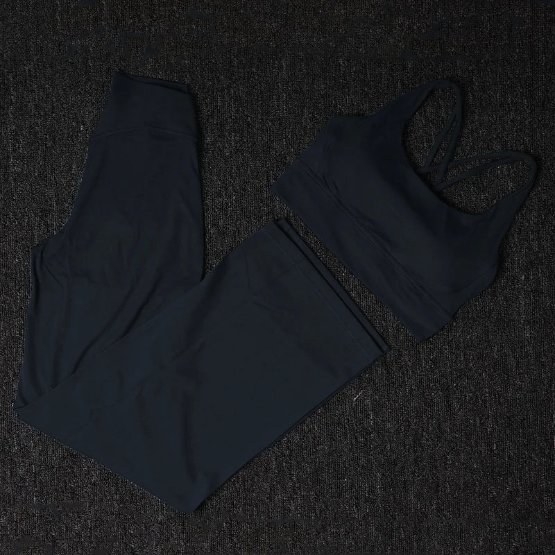TRY TO BN Women's Tracksuit Gym Set Leggings Sports Bra Fitness Naked Sportwear Breathable Workout Two Pieces Suit Yoga Clothing