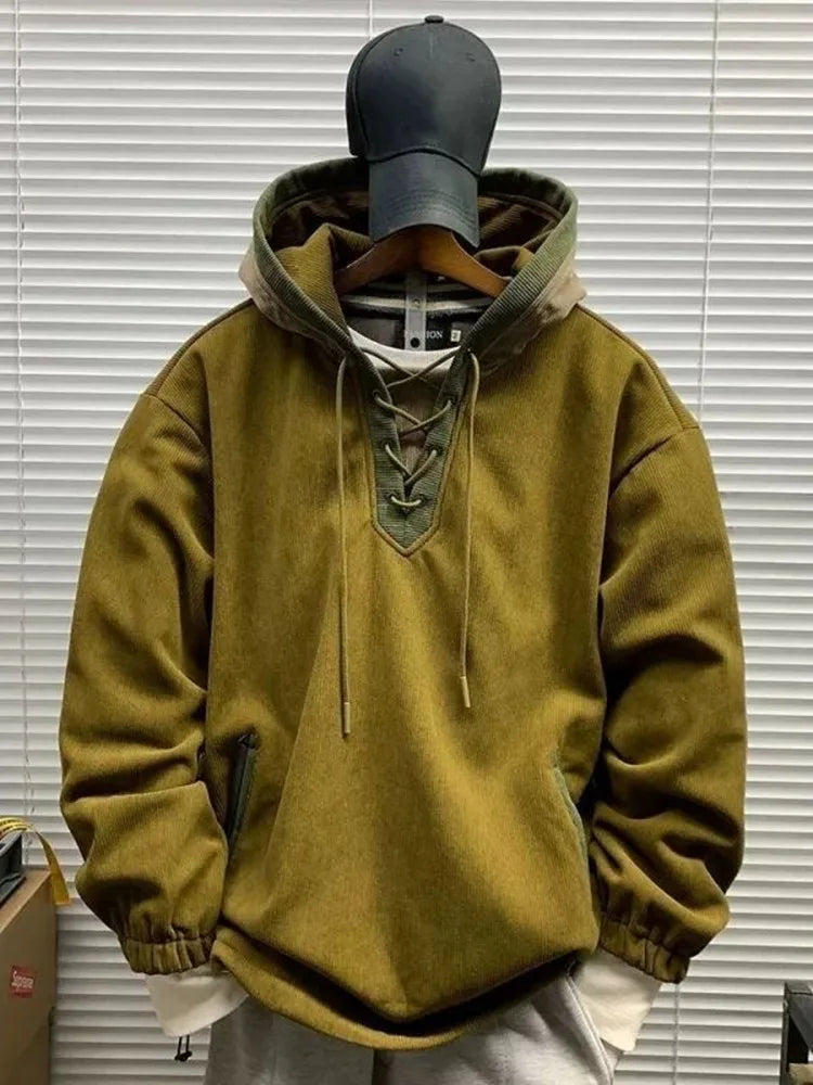 Spring and Autumn New Fashionable Solid Color American Retro Warm Hoodie Men's Loose Sports Large Size High Quality Coat L-4XL
