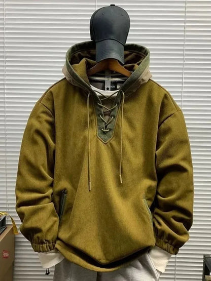 Spring and Autumn New Fashionable Solid Color American Retro Warm Hoodie Men's Loose Sports Large Size High Quality Coat L-4XL