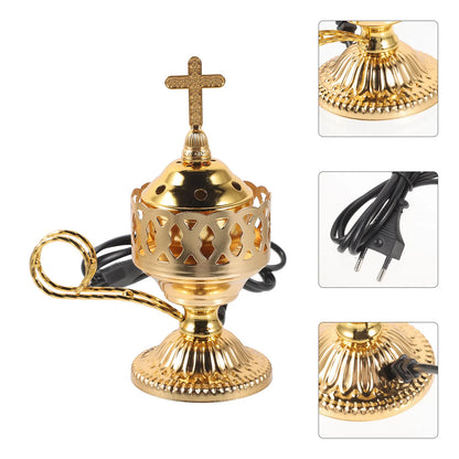 Electric Incense Burner in Home Decor Living Room Table Metal Aromatic Indoor Small Dining Church Lasting Non