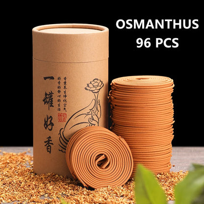 Incense Coils 96pcs Natural Sandalwood Scent Fragrance Handmade Incense Coil Burn for 2-4 Hours Relieve Stress YOGA