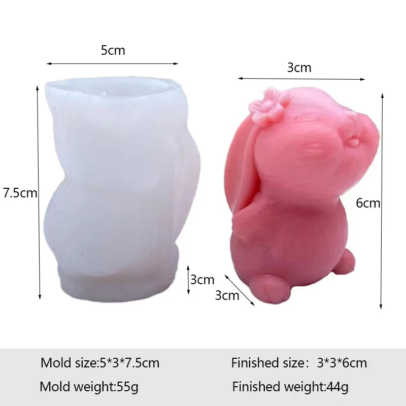 Easter Bunny Shape Molds Adorable Easter Bunny Aromatherapy Plaster Mold Smiling Rabbit Silicone Candle Molds