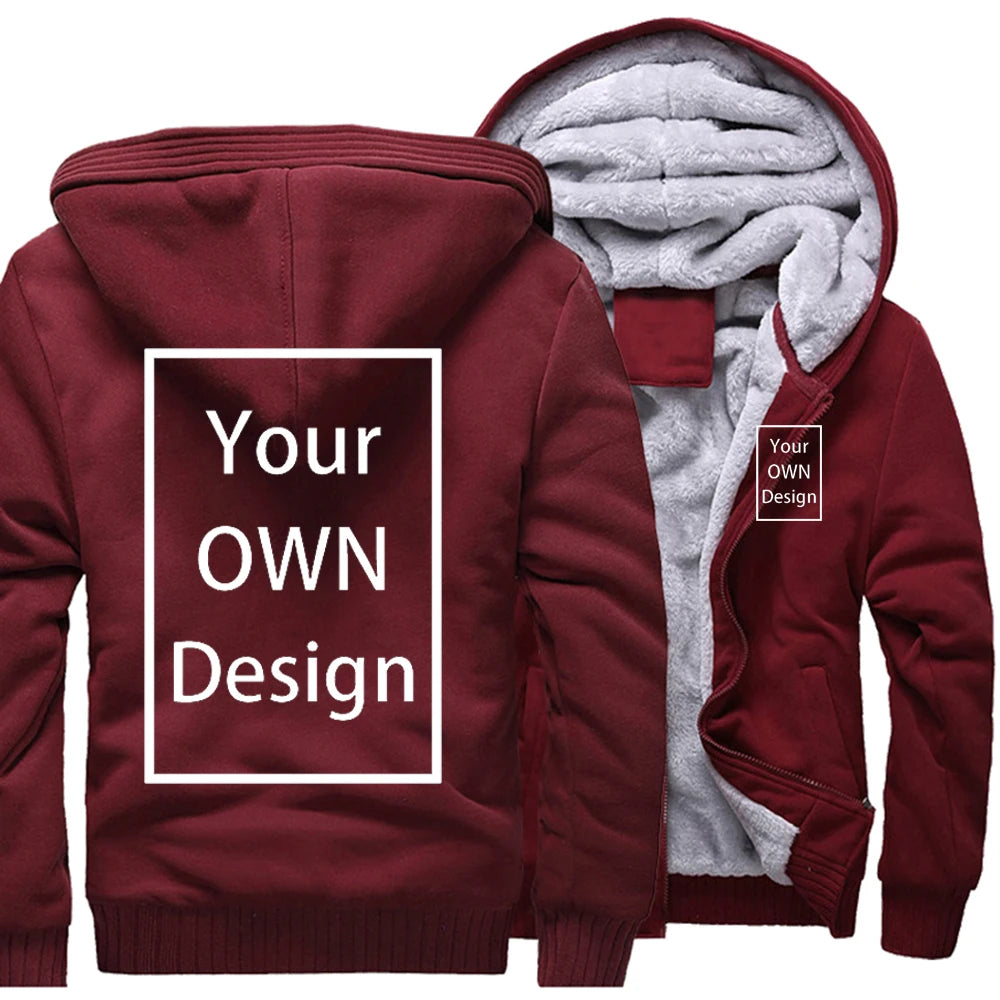 Your OWN Design Brand Logo/Picture Custom Men Women DIY Winter Thick Hoodies Sweatshirt Casual Hoody Clothes 24 Color Loose COAT