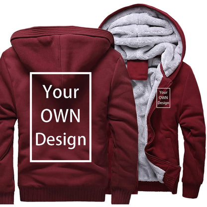 Your OWN Design Brand Logo/Picture Custom Men Women DIY Winter Thick Hoodies Sweatshirt Casual Hoody Clothes 24 Color Loose COAT