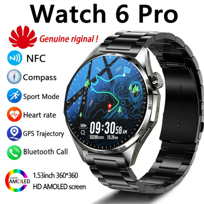 2026 New Watch 6 PRO Bluetooth Call Smart Watches Men GPS Tracking Sports Fitness IP68 Waterproof 1.53inch AMOLED Smartwatch