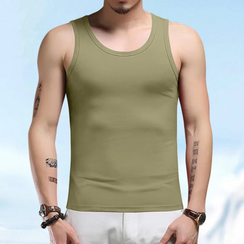 63% Cotton 24% Bamboo Fiber Tank Top Men Breathable Men's Summer Sleeveless T-shirt White Black Sports Fitness Tops Vest For Man