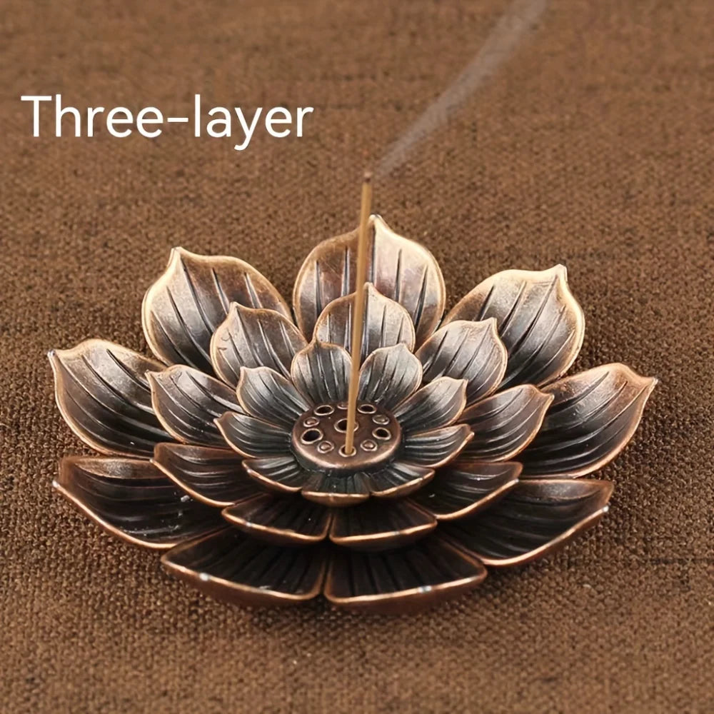 Alloy Incense Burner Stick Lotus Flower Incense Holder Buddhism Mini Sandalwood Censer Temples Yoga Studio Home Decor Supplies