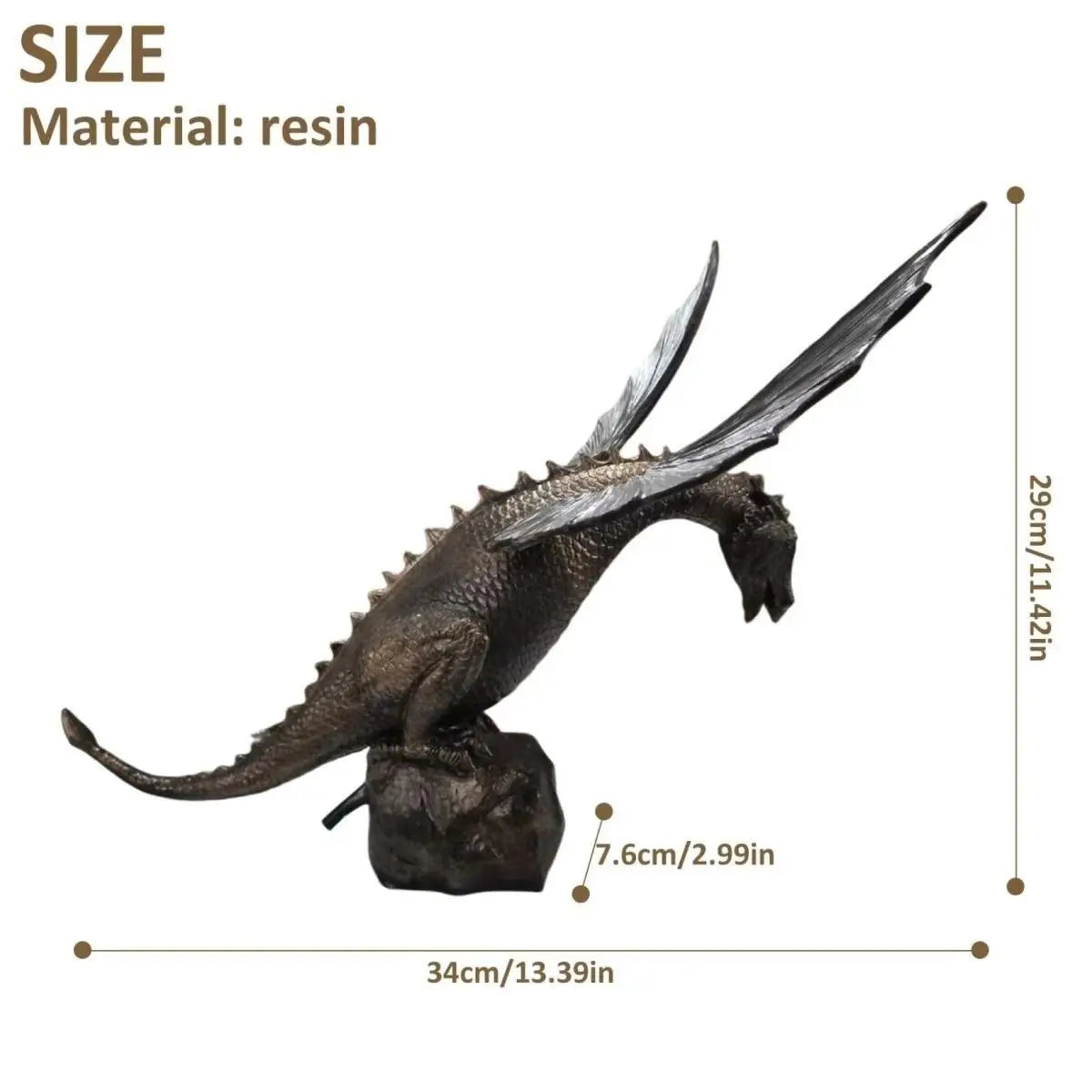 Precision Casting Fire-breathing Dragon Sculpture Waterscape Resin Fountain Majestic Dragon Sculpture Home Garden Decoration