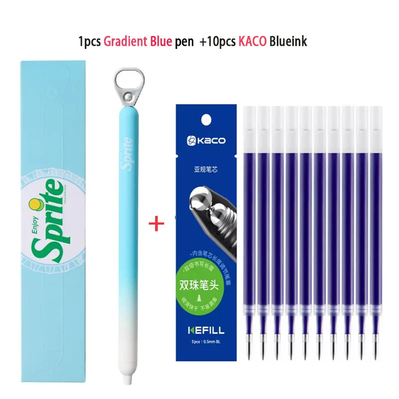 New KACO x Sprite Limited Edition Gel Pen,Dual Ball Pen Quick Drying Stylo 0.5mm Click Smooth Writing For School&Journaling
