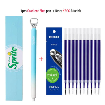 New KACO x Sprite Limited Edition Gel Pen,Dual Ball Pen Quick Drying Stylo 0.5mm Click Smooth Writing For School&Journaling