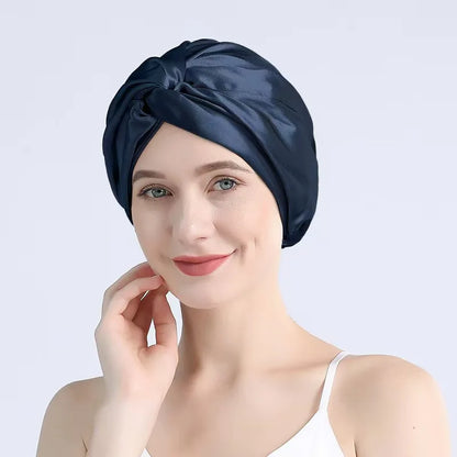 32 Momme 100% Mulberry Silk Sleep Cap Double Layer Night Bonnet Adjustable Elastic Hair Bonnet Anti-Frizz Hair Care Accessories
