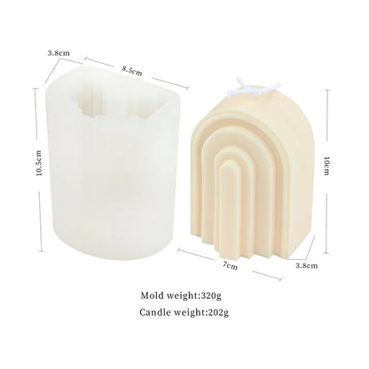 Large Geometric 3D Folding Fan Silicone Candle Mold Striped Origami Scallop Drip Glue Aromatherapy Soap Plaster Ice Cube Mould