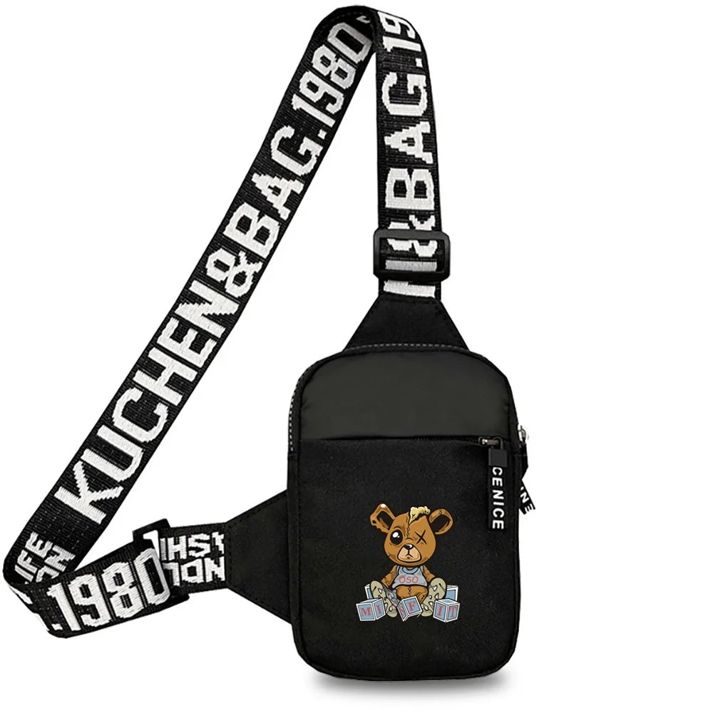 Chest Pack Fitness Yoga Outdoor Mini  Men Sports Running Bear Printing Series Fashion Chest Bag for Women for Men