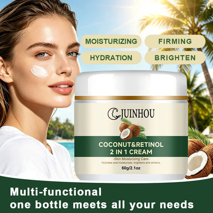 JUINHOU Natural Coconut Oil Brightening Face Cream Deep Hydrating Moisturizer Brighten Face Gentle Daily Skin for All Skin Types
