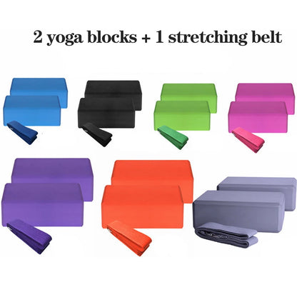 2pcs EVA Yoga Blocks 1pcs Cotton Yoga Strap Stability Blocks Yoga Strap Set for Yoga Pilates Meditation