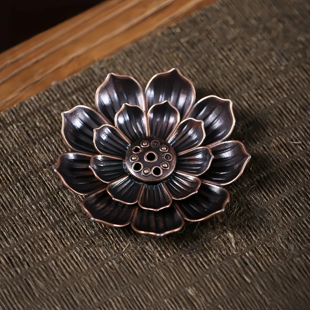 2-In-1 Porous Lotus Zen Line Incense Insertion Incense Holder Lotus Incense Burner for Sticks Plate Tray Retro Home Decorations