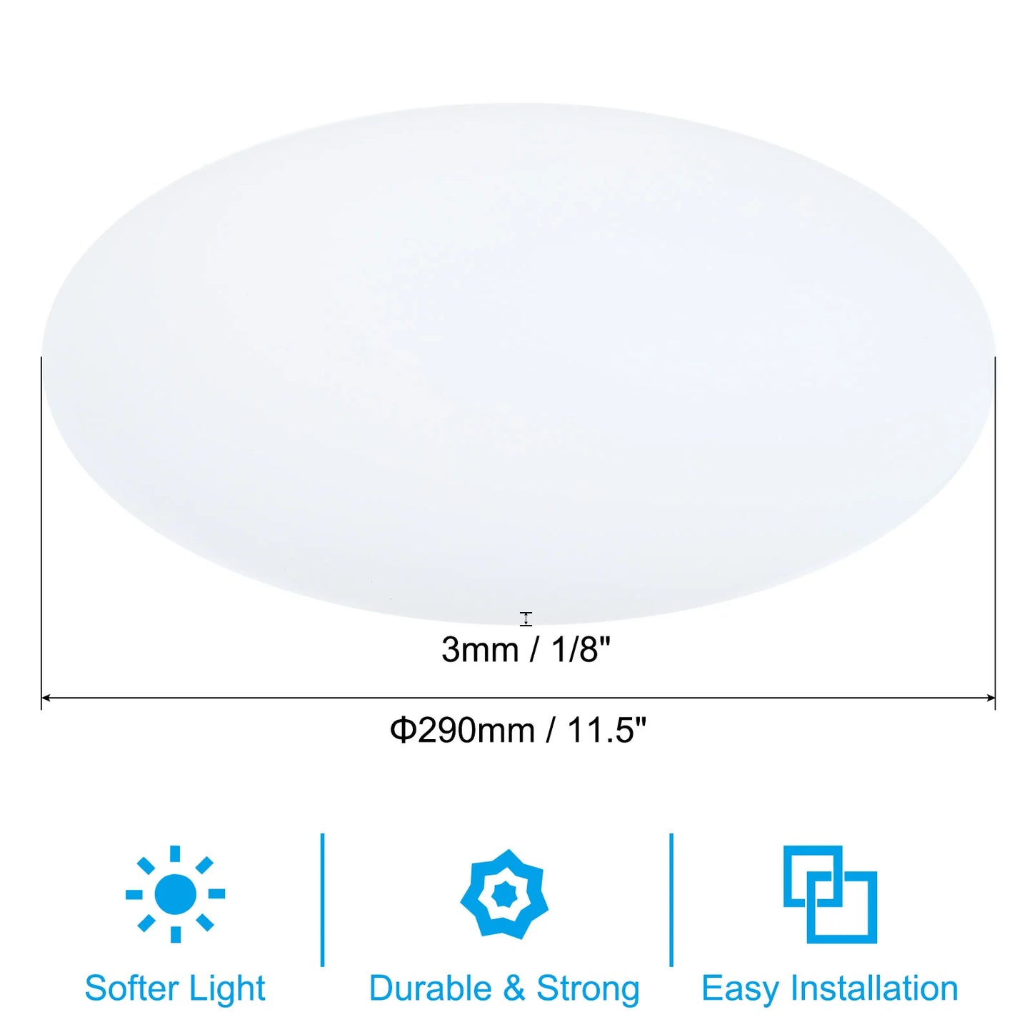 Lampshade Diffuser 190-406mm Dia. Round Frosted Milky White Acrylic Diffuser for Drum Lampshades Pendants Light DIY Light Shield