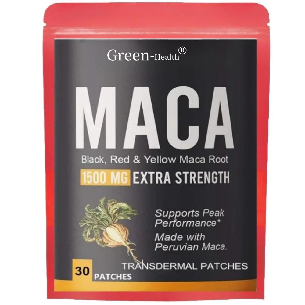 Organic Maca Root Transdermal Patches with Black + Red + Yellow Peruvian Maca Root Extract for Men and Women 30 Patches