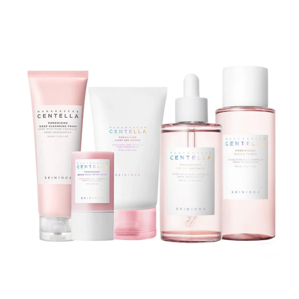 Korean Centella Skincare Set Foam, Acne Toning Toner,Ampoule,Moisturizing Cream,Cleansing Oil Daily Face Care Products 5pcs Set