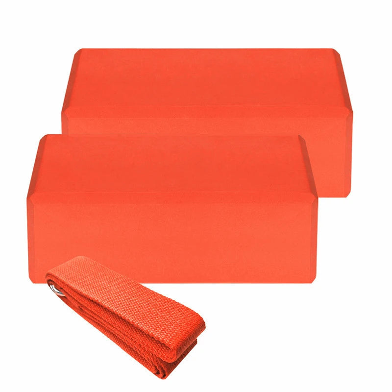 2pcs EVA Yoga Blocks 1pcs Cotton Yoga Strap Stability Blocks Yoga Strap Set for Yoga Pilates Meditation