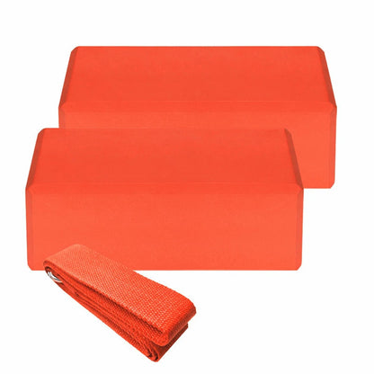 2pcs EVA Yoga Blocks 1pcs Cotton Yoga Strap Stability Blocks Yoga Strap Set for Yoga Pilates Meditation