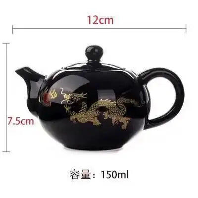 150ML Black Ceramic Tea Pot Chinese Dragon Teapot Handmade Teapot Easy Teapot Kettle Ceramic Tea Set Kettle Kung Fu Teaware jugs