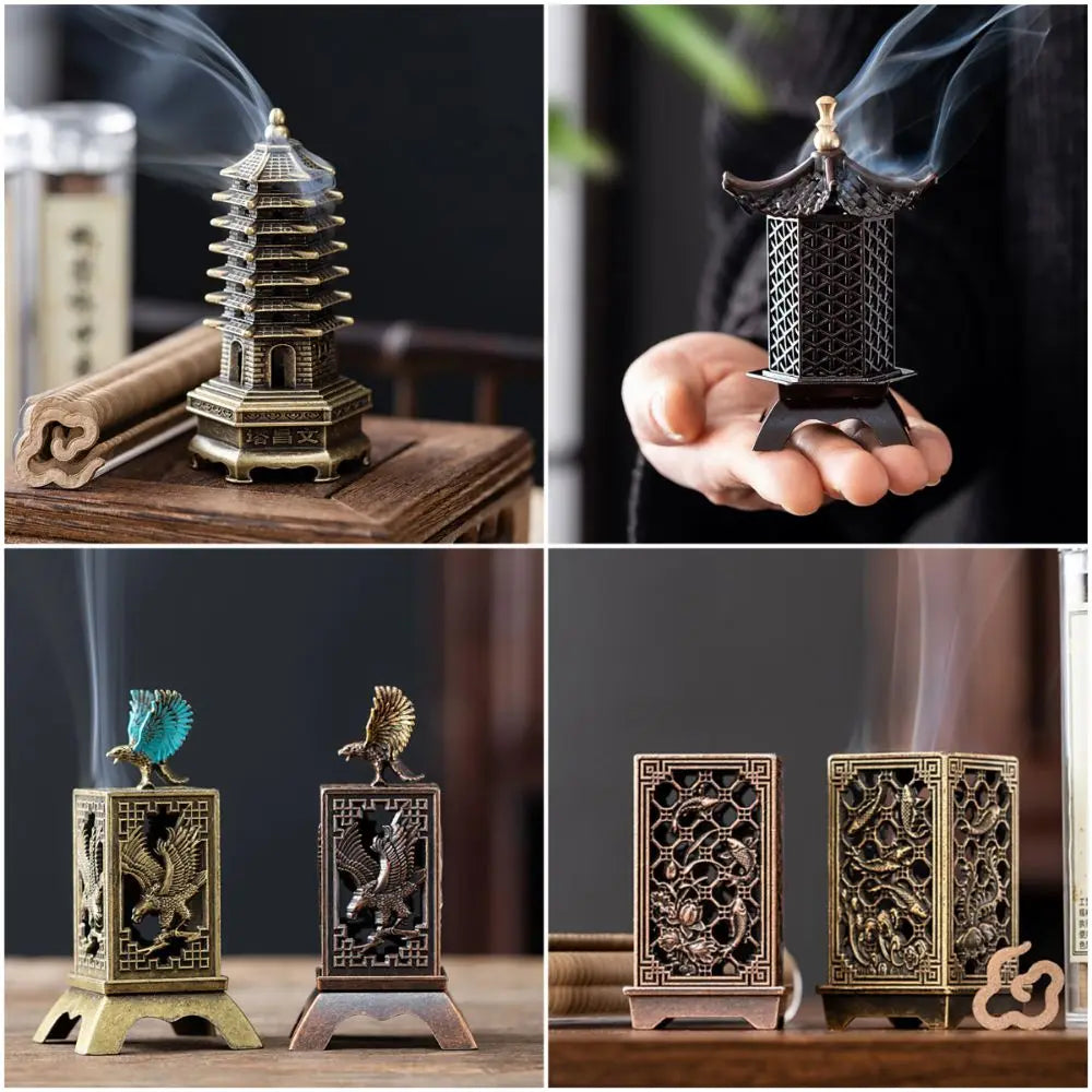 New Chinese Style Incense Burner Zinc Alloy Vertical Indoor Aromatherapy Good Symbolism Accessories Incense Burning Gifts