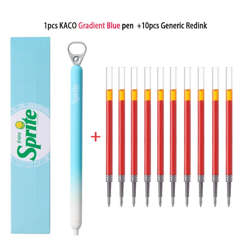New KACO x Sprite Limited Edition Gel Pen,Dual Ball Pen Quick Drying Stylo 0.5mm Click Smooth Writing For School&Journaling