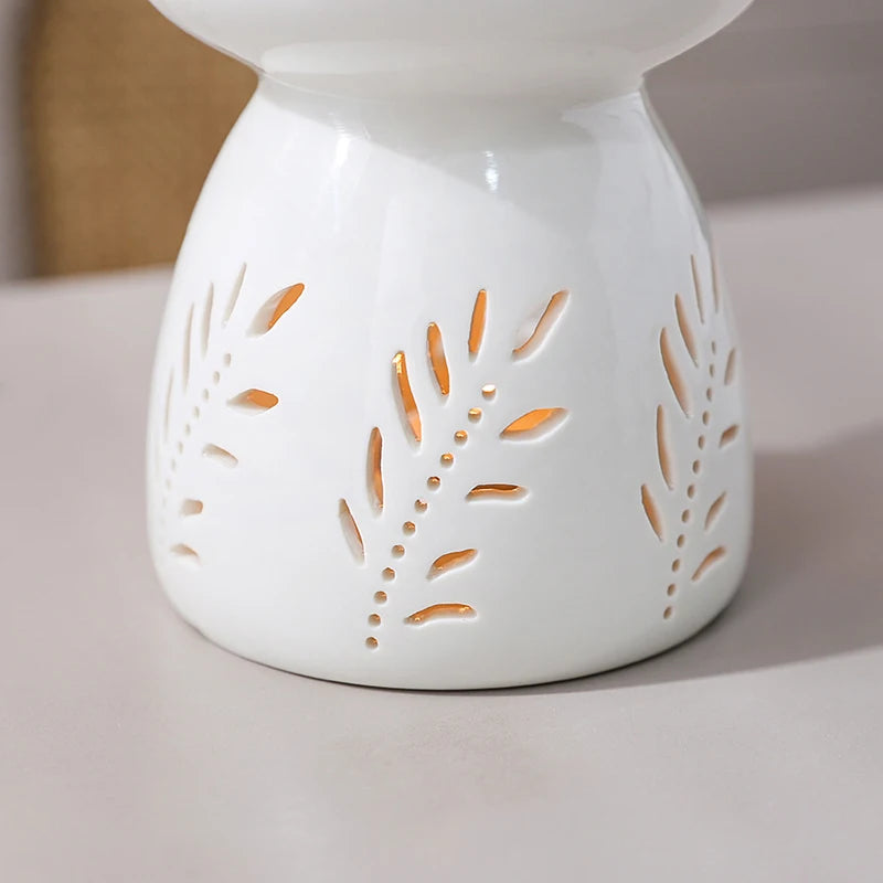 White Ceramic Hollow Incense Burner Candle Essential Oil Aromatherapy Diffuser Middle East Home Decor Ornament