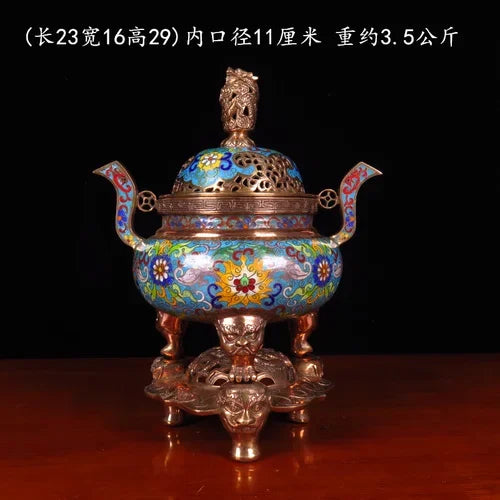Incense burner household indoor living room copper body filigree enamel color pure copper incense burner accessories