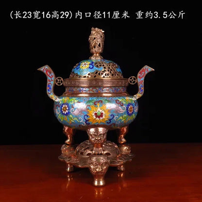 Incense burner household indoor living room copper body filigree enamel color pure copper incense burner accessories