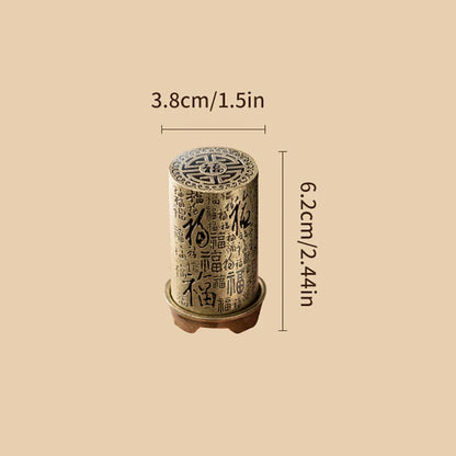 Cylindrical Vertical Incense Burner Small Alloy Incense Holder Indoor Aromatherapy Home Ornament Chinese Inense Burners